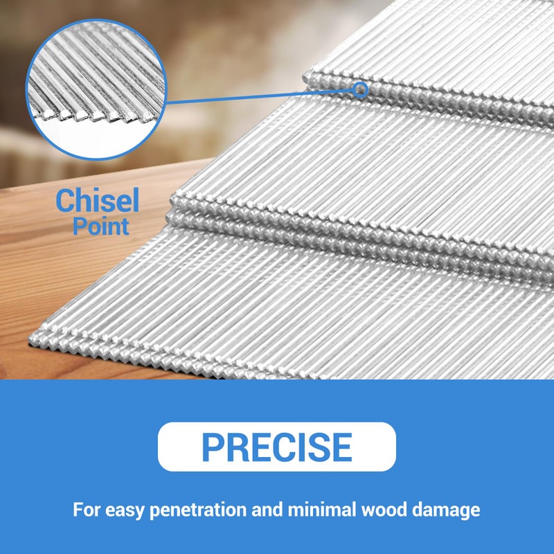 Meite مسامير إنهاء مائلة من ميتي 15 قياس، 2 إنش 34 درجة سلسلة DA مسامير إنهاء مجلفنة لبنادق المسامير - مثالية لتزيين النوافذ، وبناء الخزائن ومشاريع DIY الأخرى (2,000 قطعة) - Image 4